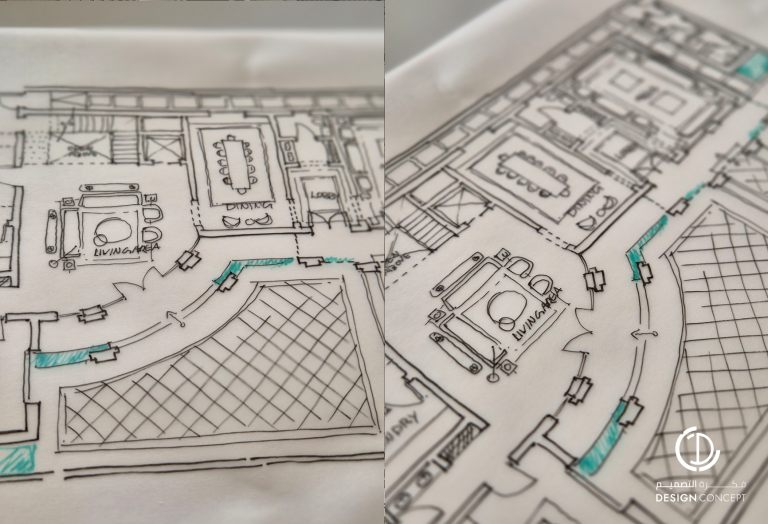 فيلا خاصة - رسومات للتوزيع الداخلي - شركة فكرة التصميم
