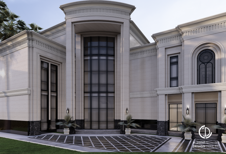 فيلا خاصة - تصميم الواجهة الخارجية - لقطة صباحية - شركة فكرة التصميم