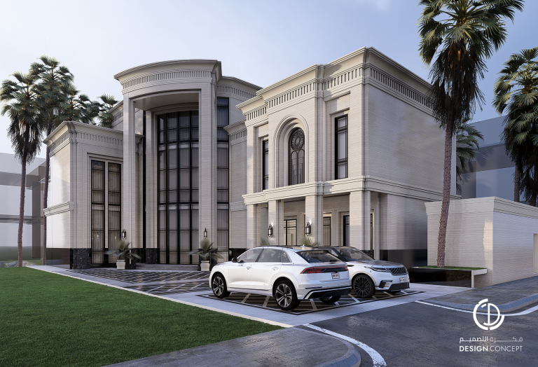 فيلا خاصة - تصميم الواجهة الخارجية - لقطة صباحية - شركة فكرة التصميم
