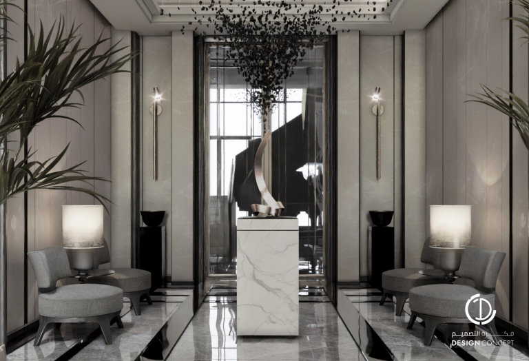 المدخل - التصميم الداخلي - فيلا خاصة - شركة فكرة التصميم