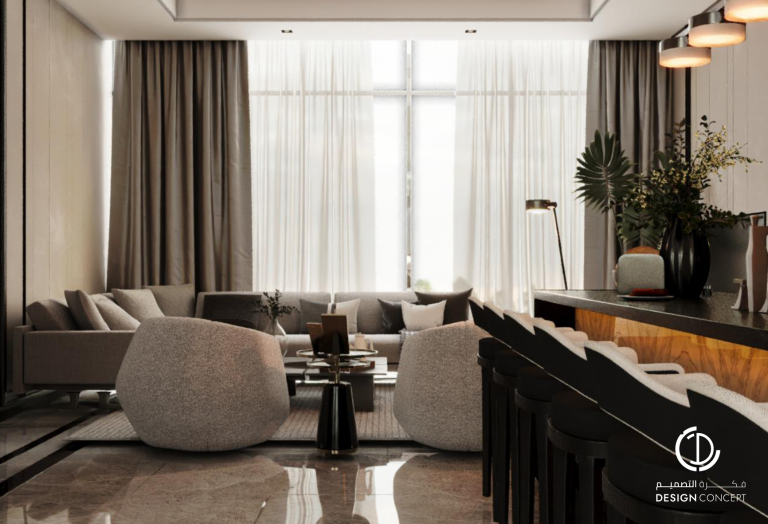 الصالة - التصميم الداخلي - فيلا خاصة - شركة فكرة التصميم
