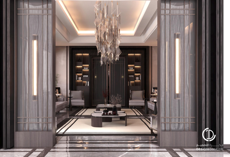 المجلس - التصميم الداخلي - فيلا خاصة - شركة فكرة التصميم