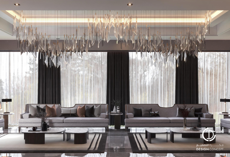 المجلس - التصميم الداخلي - فيلا خاصة - شركة فكرة التصميم