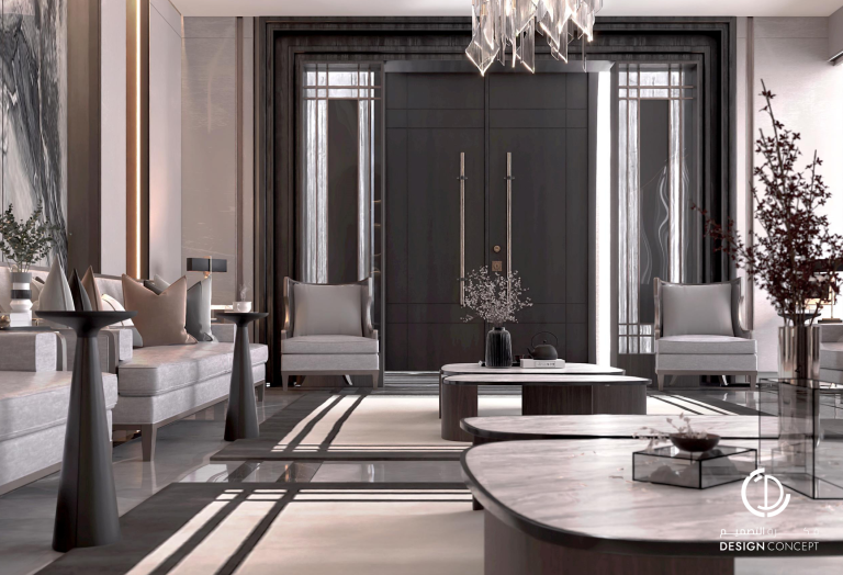 المجلس - التصميم الداخلي - فيلا خاصة - شركة فكرة التصميم