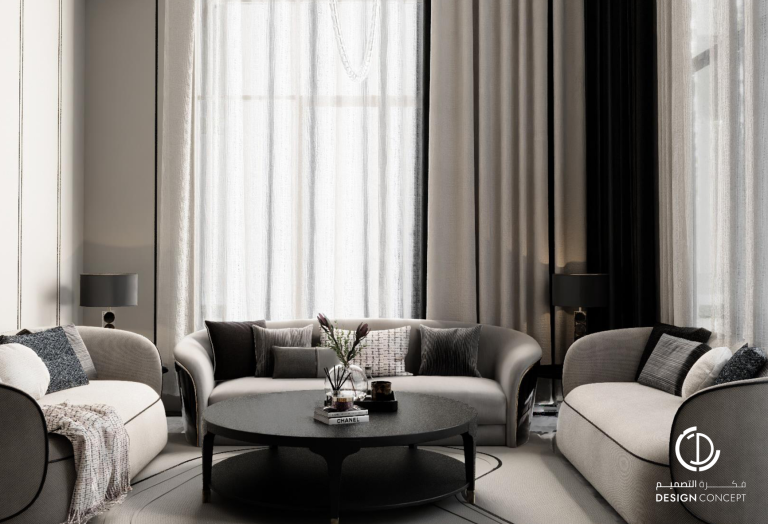 المجلس - التصميم الداخلي - فيلا خاصة - شركة فكرة التصميم