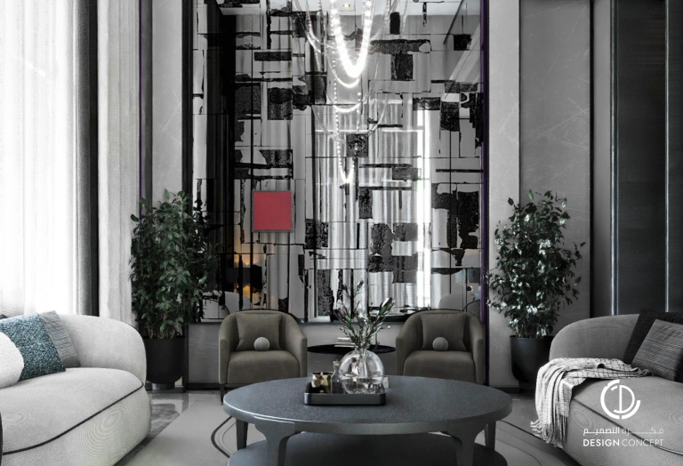 المجلس - التصميم الداخلي - فيلا خاصة - شركة فكرة التصميم