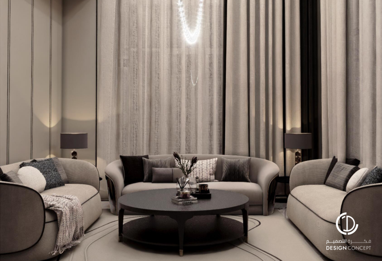 المجلس - التصميم الداخلي - فيلا خاصة - شركة فكرة التصميم