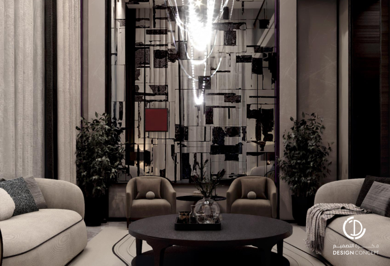 المجلس - التصميم الداخلي - فيلا خاصة - شركة فكرة التصميم