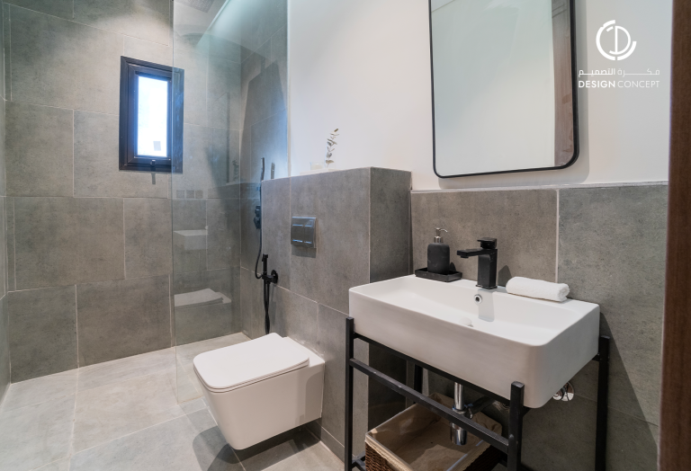 دورات المياه | التنفيذ | مشروع مساكن أروقة | مكتب فكرة التصميم