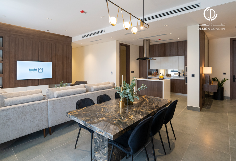 طاولة الطعام | التنفيذ | مشروع مساكن أروقة | مكتب فكرة التصميم