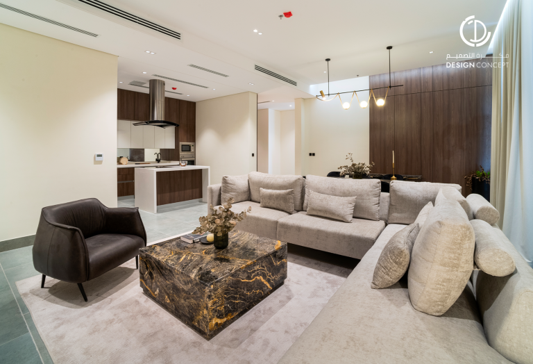 الصالة | التنفيذ | مشروع مساكن أروقة | مكتب فكرة التصميم