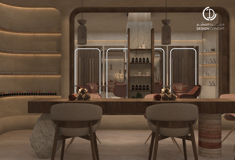 منطقة الاعتناء بالأظافر | صالون برونزاج | مكتب فكرة التصميم