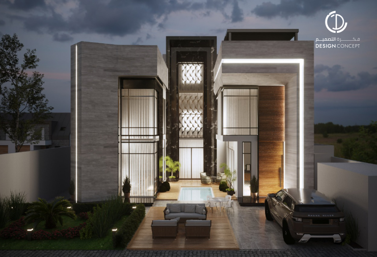 تصميم معماري سكني | طابع معاصر | مكتب فكرة التصميم للاستشارات الهندسية