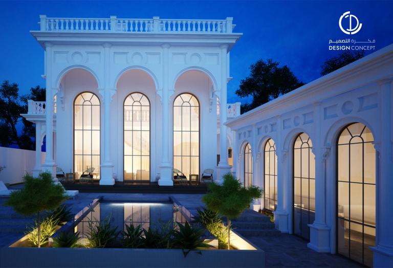 تصميم معماري سكني | طابع نيوكلاسك | مكتب فكرة التصميم للاستشارات الهندسية