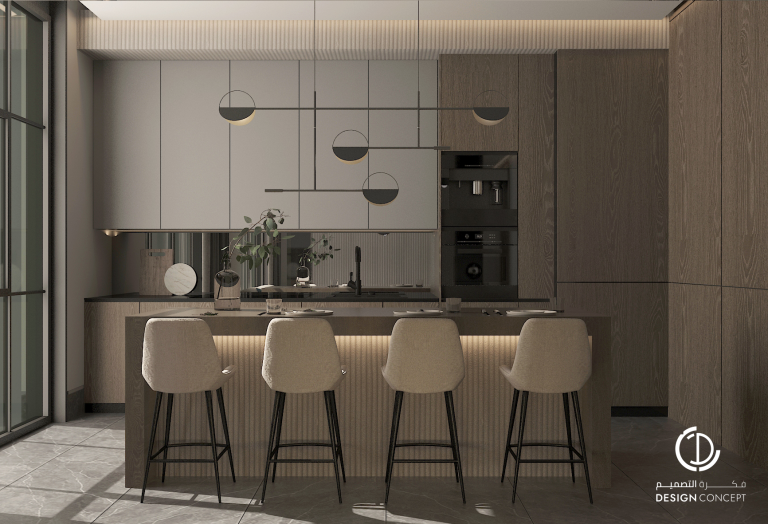 التصميم الداخلي - المطبخ - مشروع فيلا 33- شركة فكرة التصميم